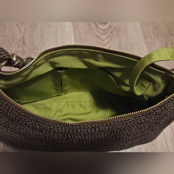 Eric Javits Brown Woven Shoulder Bag with Chain Strap - Picture 7 of 8